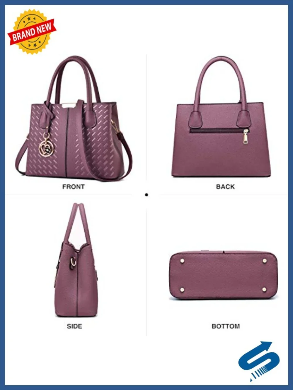 PU Leather Top Handle Satchel Tote Shoulder Bag Crossbody